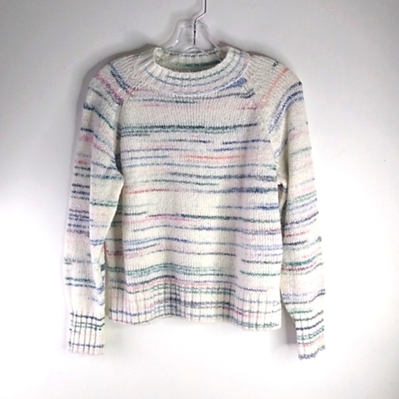 Old Navy - Ivory / pastel high neck Wool Blend  long Sleeve Sweater - size XS - Picture 1 of 6